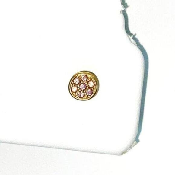 Gold-Tone Lavender Purple Rhinestone Stud Earrings - Picture 3 of 5